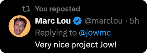 Marc Lou's post on X reacting to CrashedLink